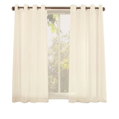 No. 918 Emily Sheer Voile Grommet Curtain Panel, 59" x 63", Eggshell - Image 1 of 4