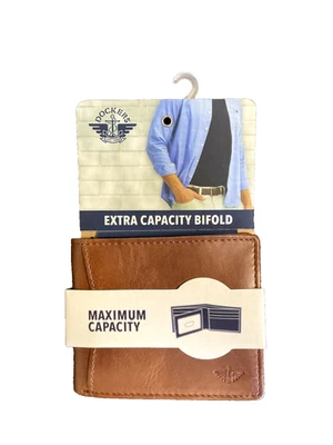 Dockers Leather Coated Bifold Wallet Extra Capacity Brown RFID Secure NWT $34 - Image 1 of 3