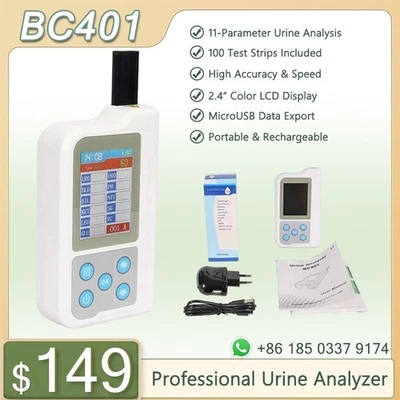 Analisador de urina profissional 100 tiras de teste grátis BC401 novo em folha - Imagem 1 de 4