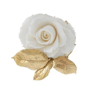 Retro Era Angel Skin Coral Rose Brooch in 14KT Gold - Picture 1 of 4