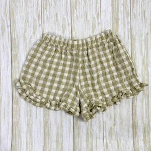Rylee + Cry Girls Size 10-12 Green & White Plaid Ruffle Pull On Shorts - Picture 1 of 5