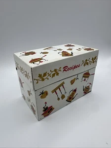 Caja de Recetas De Colección Metal Lata Mediados de Siglo Años 60 Granja Retro Cocina Decoración Dorado - Imagen 1 de 7