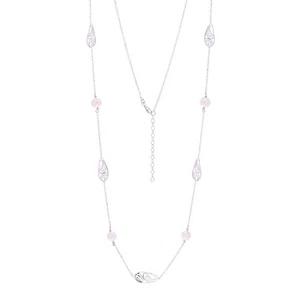 Sterling Silver Round Freshwater Pearl Station Necklace 8mm 30-32" 10 grams - Picture 1 of 4