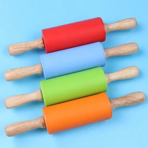 Bread Roller Kids Kitchen Rolling Pin Non Stick Mini Wooden Toy Dumpling - Picture 1 of 16
