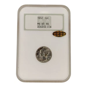 1937 Mercury Dime 10C PCGS MS65FB Gold CAC 7A - Picture 1 of 2