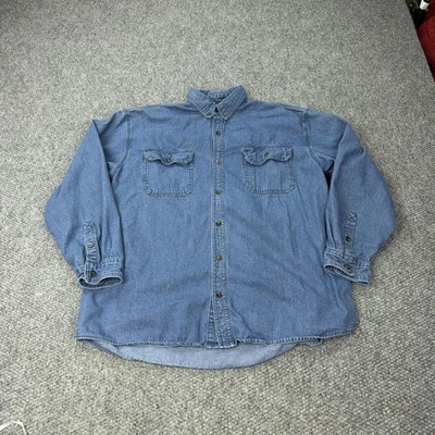 Camisa de mezclilla Key para hombre XL azul con botones manga larga ropa de trabajo informal occidental Foto 1 de 4