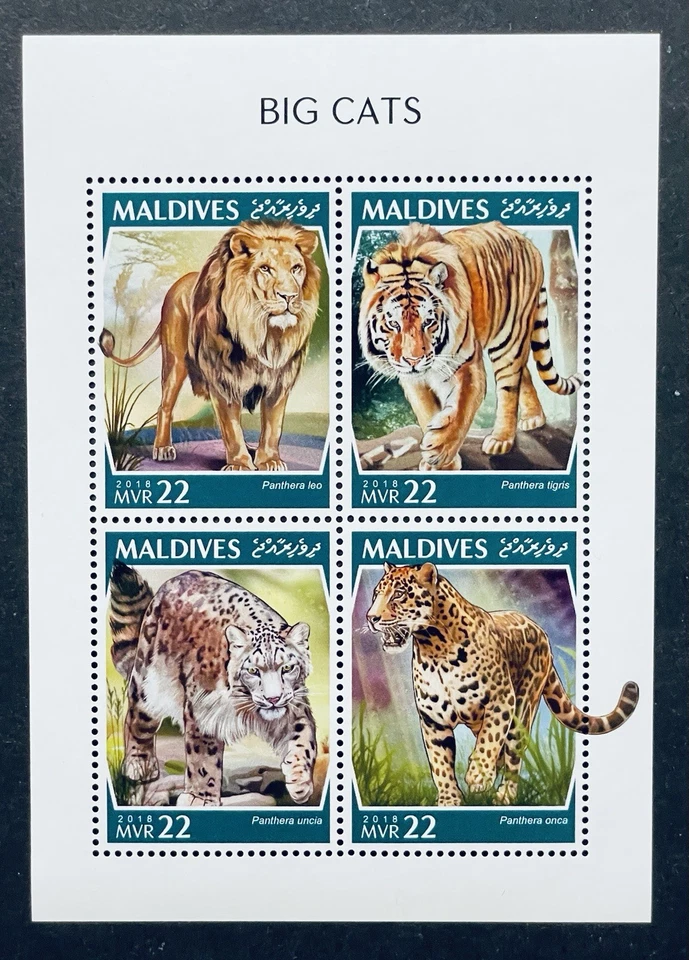 Sellos de grandes felinos de Maldivas 2018 MNH ANIMALES TIGRE GATOS SALVAJES LEÓN JAGUAR LEOPARDO 1 Foto 1 de 1