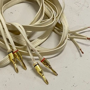High End RCA Flat Ribbon Speaker Wire Cables - 2.4m Pair w Banana Plugs - USA - Picture 1 of 4