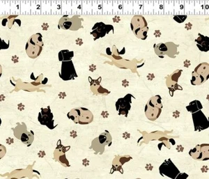 A Dog's Life By Dan DiPaolo For Clothworks - Cream Allover Dogs #Y3363-57 - Picture 1 of 1