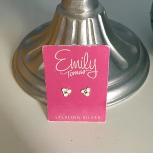 NEU MIT ETIKETT EMILY BY TOMAS SCHMUCK - BLUMENMUSTER OHRRINGE FÜR KINDER - STERLINGSILBER - Bild 1 von 3