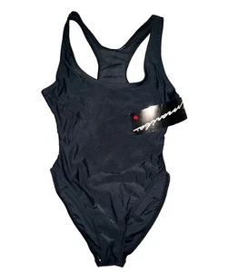 Vintage M Marika Body Turnanzug Training Tanz schwarz hohes Bein glänzend Jazzercize NEU - Bild 1 von 4