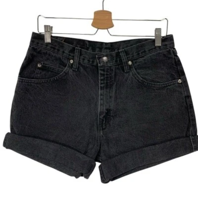 Pantalones de mezclilla negros vintage Wrangler para mujer tiro alto cremallera bolsillos mosca talla 32 Foto 1 de 4