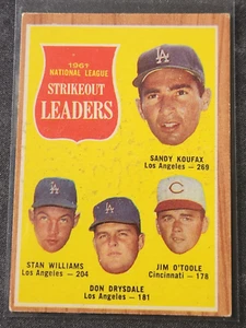 S. KOUFAX/S. WILLIAMS/D. DRYSDALE/J. O'TOOLE 1962 Topps SO Leaders #60 CHECKLIST - Picture 1 of 4