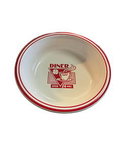 Fiesta Ware Red Diner Decal Bowl - Open 24 Hours