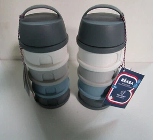 Beaba-Milchpulver-Dosierbox-4 stapelbare Fächer-330 ml-Grau/Blau- 1 x Set(2 St.) - Bild 1 von 8