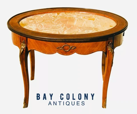 GROSFELD FURNITURE FRENCH LOUIS XV ANTIQUE STYLE MARBLE TOP COFFEE TABLE Cover