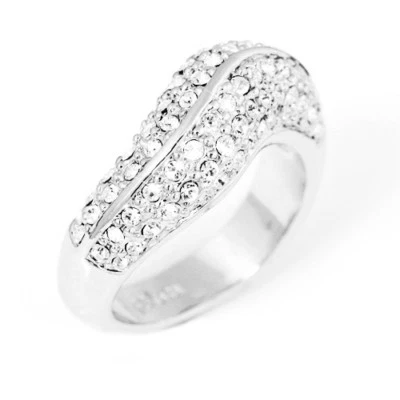 18k White Gold Plated Engagement Crystals Party Ring Size 7 SR124 - Image 1 of 2