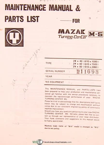 Mazak M-4 y M-5, manual de mantenimiento y piezas 1975 - Imagen 1 de 1