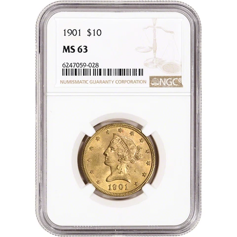 1901 US Gold $10 Liberty Head Eagle - NGC MS63 Cover