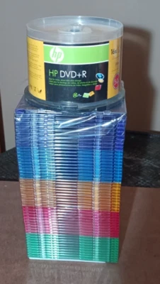 HP HEWLETT PACKARD DVD+R 16x 4.7GB 120 MIN. Disc 50 Pack/50 Slim Jewel Cases - Image 1 of 2