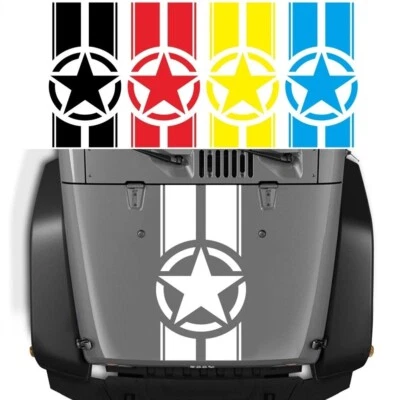Car Hood Racing Sticker With Stripe Decal For Jeep Wrangler TJ LJ JK 45*110CM — 第 1/4 张图片
