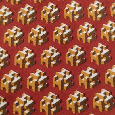 Corbata de diseñador de seda Hermes Paris 592 SA caprichosa patrón de bloque H roja para hombre Foto 1 de 4