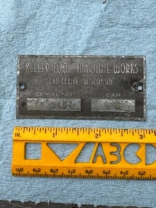 Vintage Keller Machine & Tool Works Industrial Factory Tag Badge Eau Claire, WI - Picture 1 of 1