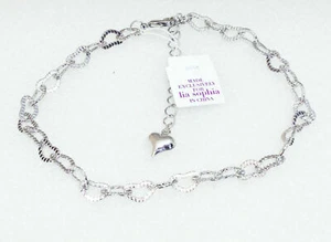 NUEVO Brazalete Tobillo Lia Sophia LOVE STORY, Corazones, Tono Plata, Se Ajusta a 11.5" - Imagen 1 de 3