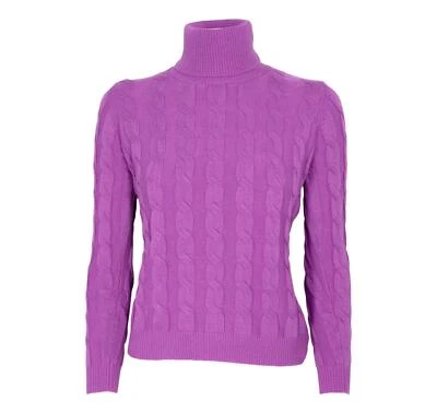 CASHMERE COMPANY Dolcevita Treccia Donna ID203114 1232 Cashmere e Lana Viola - Immagine 1 di 3