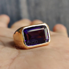 Purple Amethyst Men Signet Gemstone Ring Handmade 925 Silver Statement Ring