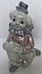 Clown Figurine Pearlized Pastel Glossy Glazed Porcelain Finish Vintage - Picture 1 of 9