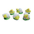 Baby Chicks In Eggs Peeps Ceramic Miniatures 6 Piece Set Spring Easter Figurines