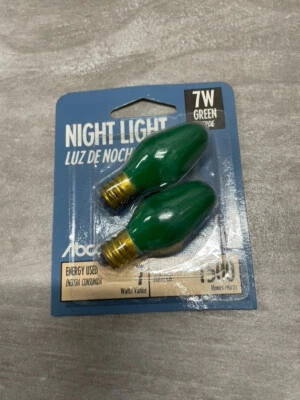 ABCO Lighting 26222 4-Watt 14-Lumen C7 Night Light Bulb, green, 2-Pack - Image 1 of 2