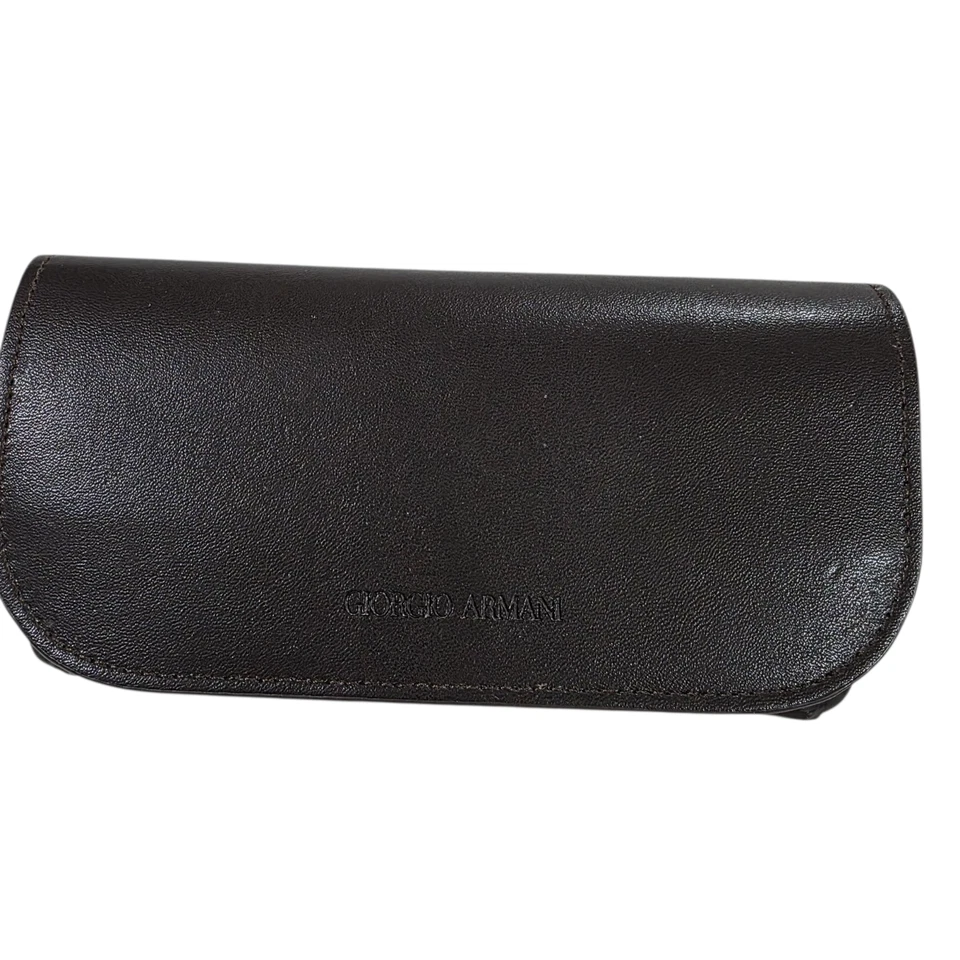 Giorgio Armani Matte Leather Glass Sunglass Case Storage Brown Frame of Life - Image 1 of 4