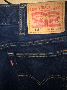 Jeans uomo Levis 517 Original Fit con bottoni Fly blu scuro taglia 33x32 - Foto 1 di 11