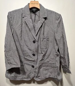 Talbots Jacket Plus Petite 16 P Gingham Cotton Check Print Lightweight - Picture 1 of 3