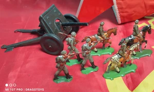 VINTAGE PENNY TOY MEIER SOLDATINI FANTERIA + CANNONE 7 OGGETTI GERMANIA LATTA METALLO LOTTO - Foto 1 di 24