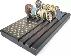 Estuche de exhibición de monedas de 6 filas con soporte de madera con bandera estadounidense con bandera estadounidense - Imagen 1 de 7
