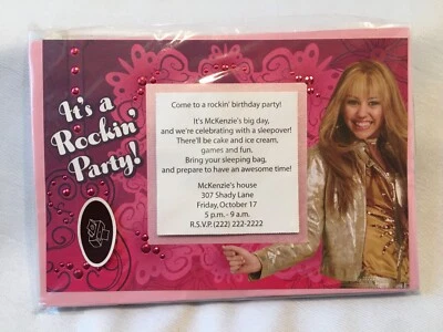HANNAH MONTANA Party Invitations 10-count "It's a Rockin' Party" NEW ~ Free Ship - Image 1 of 4