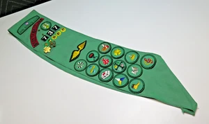 VINTAGE Schärpe mit Brownie & Pfadfinder Abzeichen Pins LOT - Orange County Kalifornien - Bild 1 von 6