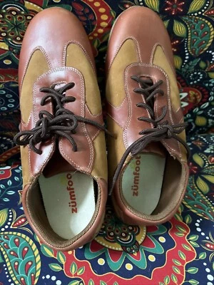 New Vintage Y2K ZUMFOOT Womens Track Shoes Brown Tan Leather Suede 41 Sz 9.5 10 - Image 1 of 4