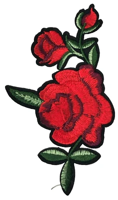 Patch Sew On Iron On Embroidered Clothing Hats Jackets Coat  ROSE FLOWER A128 - Image 1 of 3