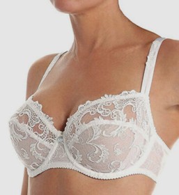$178 Lise Charmel Women's White Mesh Lace Scallop Edges Bra Size 32G
