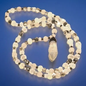 Kristall Stein Anhänger Halskette Perlen Sechseckige Spitze Mode Schmuck Schillernd - Bild 1 von 19