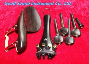 Natural ebony wood 4/4 violin accessories pegs chinrest endpin tuners tail gut - Picture 1 of 1