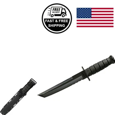 Fixed Blade Tanto Knife 8 Inch Steel Blade Black Handle for Outdoor Use - Image 1 of 3