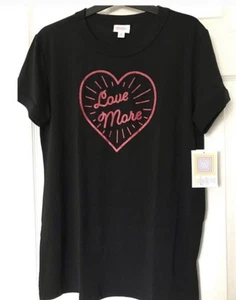 Camiseta para mujer Lularoe Liv talla 2XL negra Love More gráfica manga corta nueva con etiquetas - Imagen 1 de 5