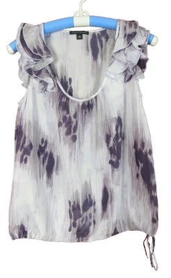 TB05880-BANANA Республика женщин шелк блузка оборки отделки многоцветный Geo размер S - Изображение 1 из 4