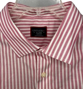 Untuckit Shirt Men's XL Red White Stripe Long Sleeve Button Front Cotton - Picture 1 of 7