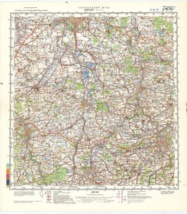 Mapa topográfico militar soviético ruso - LEIPZIG-SUR (Alemania), 200K, ed. 1988 - Imagen 1 de 4